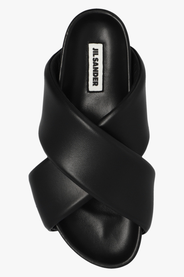 【関税&送料込】Jil Sander Tripon Gathered Leather Slide San Tripon leather sandals in black - Jil Sander | Mytheresa